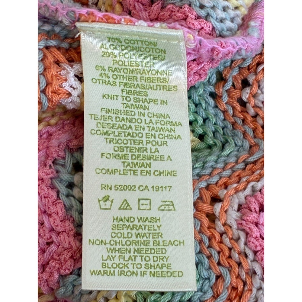 Vintage Sigrid Olsen Rainbow Chevron Crochet Sweater Size L Festival Fairy Twee - Picture 13 of 16